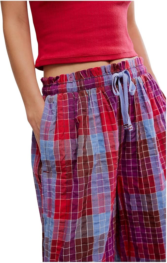 FREE PEOPLE Find The Time Lounge Pant MAROON COMBO M