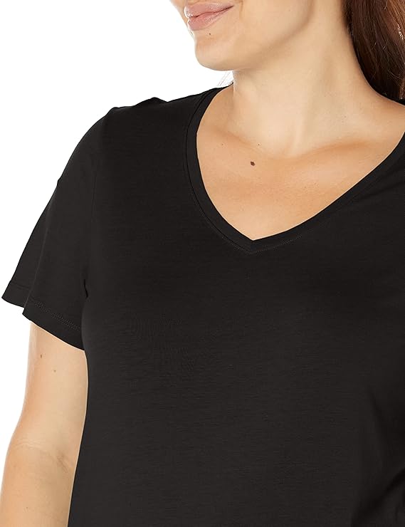 HUE Sleepwell Solid V-Neck T-Shirt BLACK L