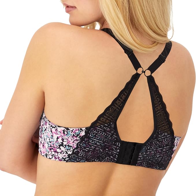 MAIDENFORM Comfort Devotion T-shirt Bra, Underwire Bra BLACK FLORAL 38D