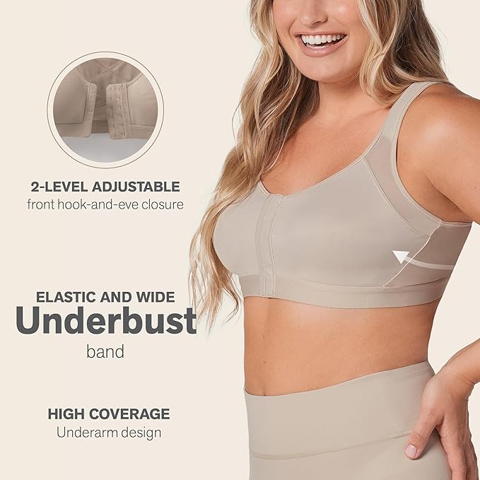 LEONISA Multi-Functional Posture Corrector Bra Wireless Front Closure BEIGE 34D