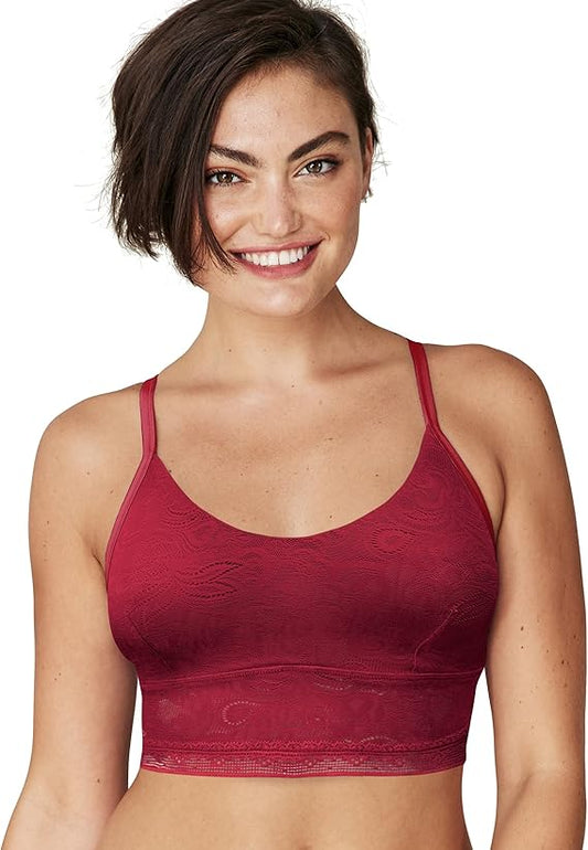 MAIDENFORM All-Over Lace Longline Bralette RED S