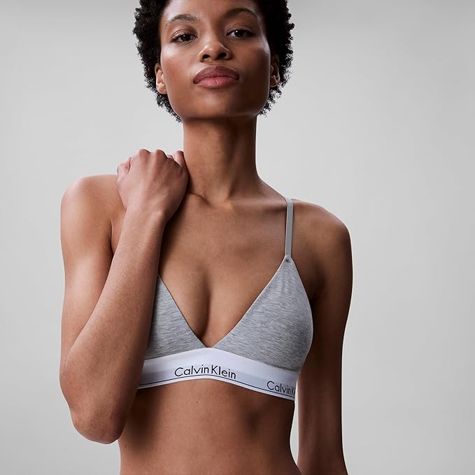 CALVIN KLEIN Modern Cotton Lightly Lined Triangle Wireless Bralette GREY M