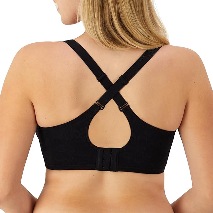 BALI Lace Underwire Bra, Breathe Cotton Modal Lace BLACK 38DD