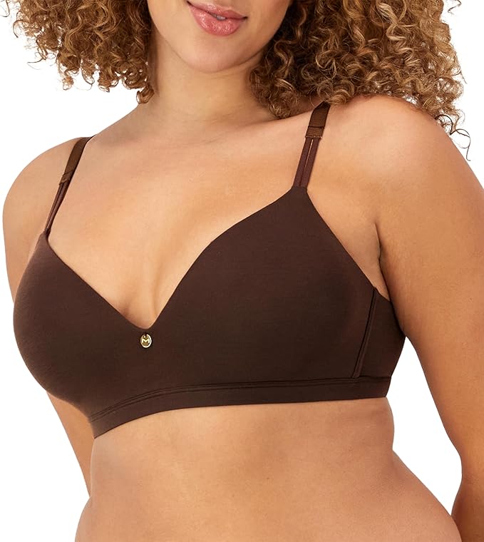 MAIDENFORM Wireless Bra, Everyday Luxe T-Shirt BROWN 34B