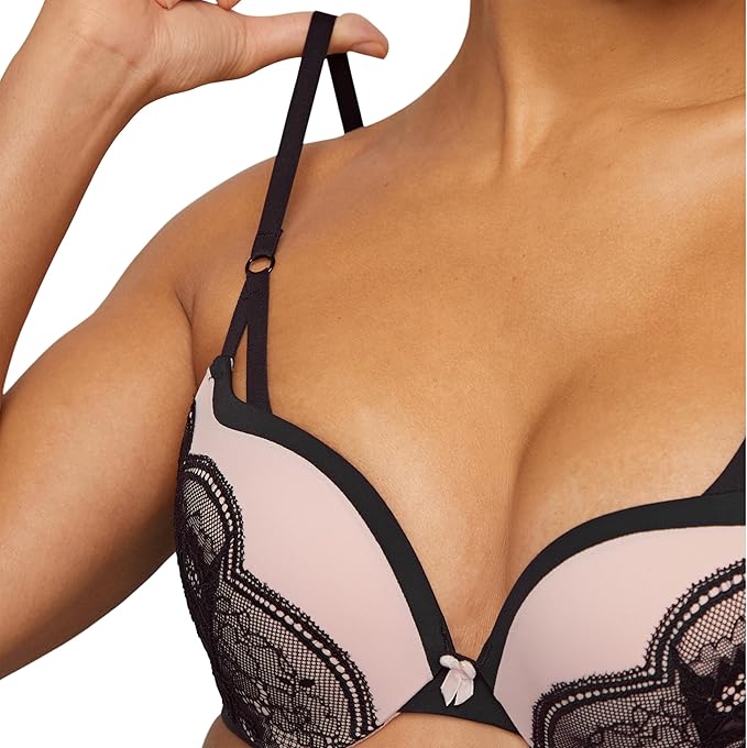 MAIDENFORM Love The Lift Lace Demi Push-Up BLACK PEACH 38C