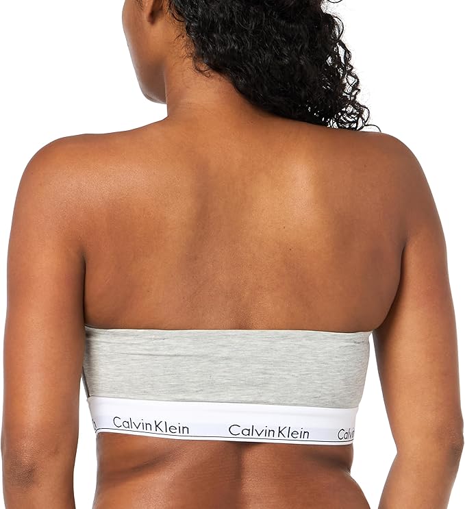 CALVIN KLEIN Modern Cotton Lightly Lined Bandeau Bra GREY L