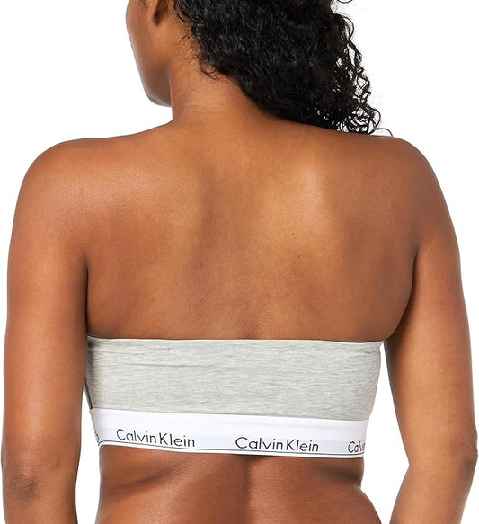 NWD CALVIN KLEIN Modern Cotton Lightly Lined Bandeau Bra GREY XS