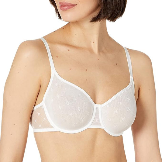 DKNY Monogram Mesh Unlined Demi Bra WHITE 32DD