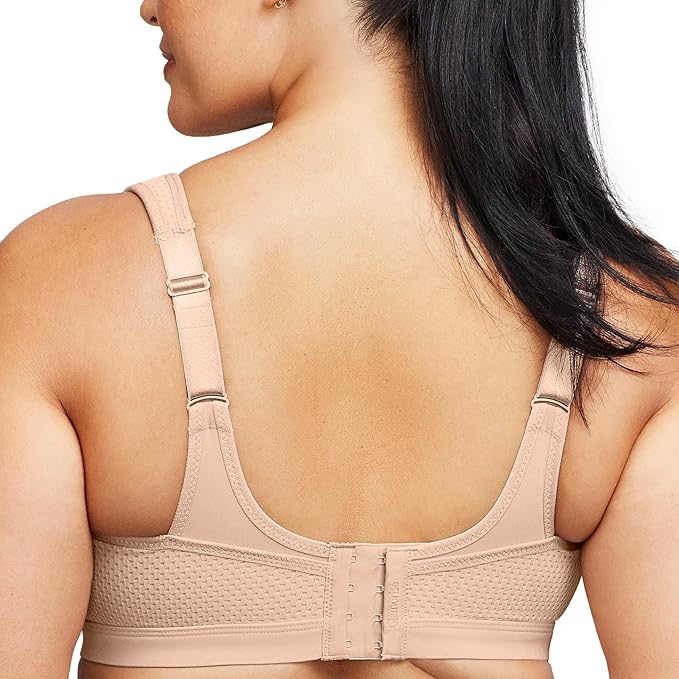 GLAMORISE Full Figure High Impact Wonderwire Sports Bra Underwire CAFÉ 34F