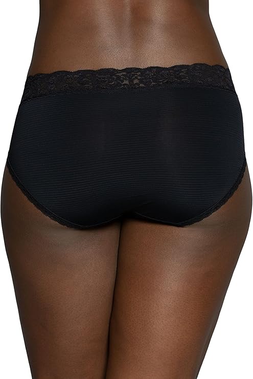 VANITY FAIR Flattering Lace Panties MIDNIGHT BLACK L