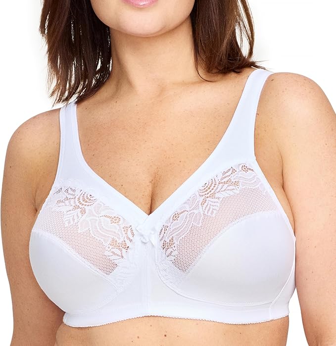 GLAMORISE Full Figure Wirefree Minimizer Support Bra WHITE 38DD