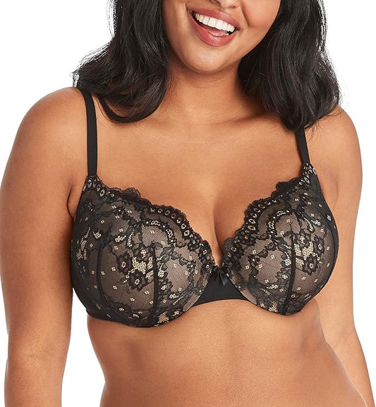 MAIDENFORM Love The Lift Lace Demi Push-Up Bras BLACK 40C