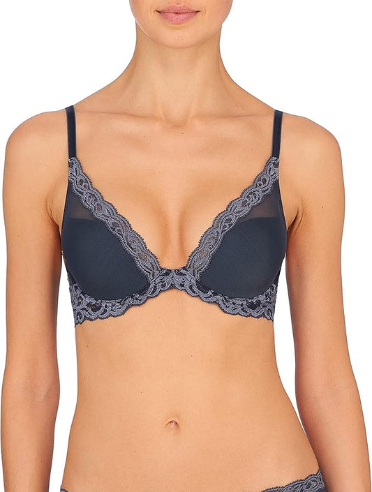 NATORI Feathers Lace Plunge T-Shirt Bra BLUE 32D