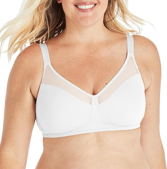 PLAYTEX 18 Hour Minimizer Smoothing Full-Coverage Wireless T-Shirt Bra WHITE 44D