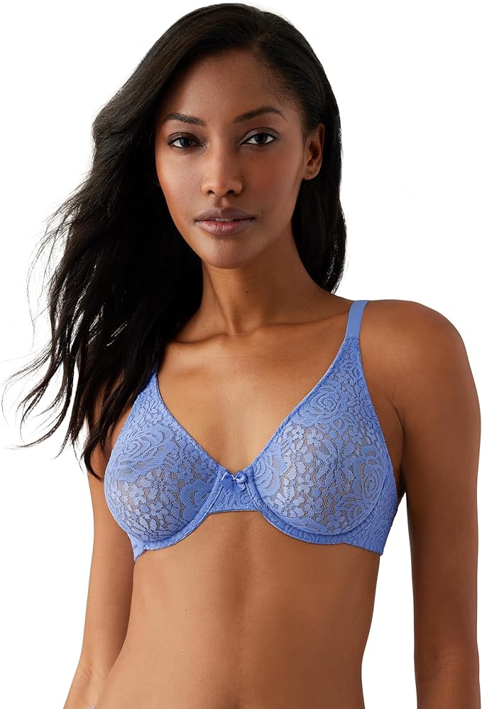 WACOAL Halo Lace Unlined Mid Coverage Underwire Bra BLUE 34D