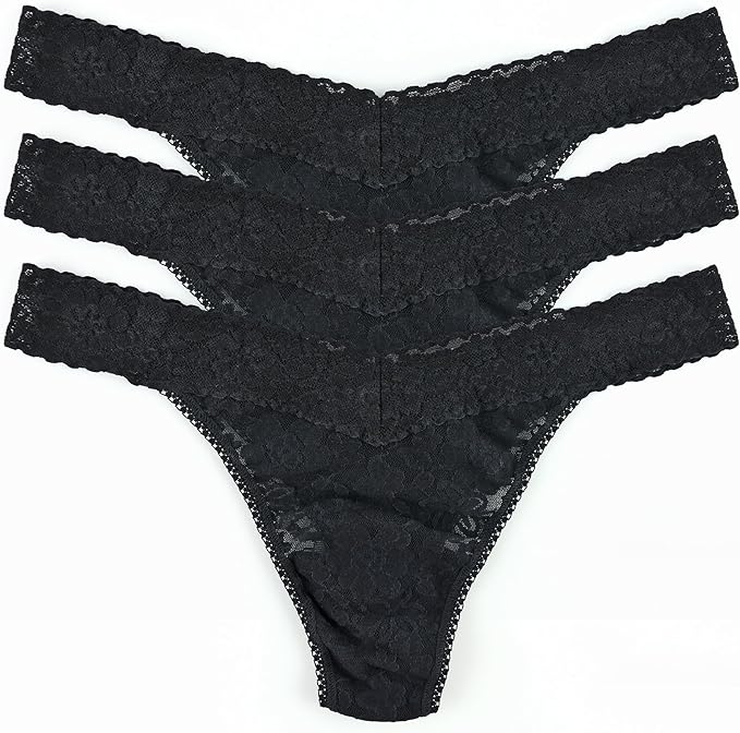 HANKY PANKY Daily Lace 3 Pack lingerie panties BLACK ONE SIZE