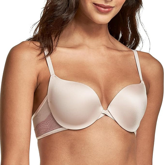 MAIDENFORM Underwire Love The Lift Smoothing Lace Demi Push-up Bra SANDSHELL 36A