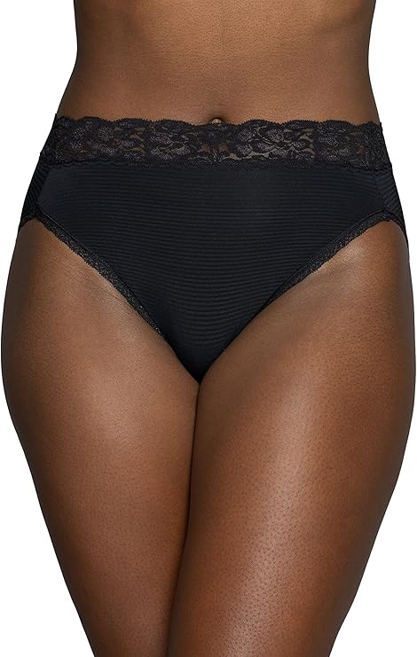 VANITY FAIR Flattering Lace Panties MIDNIGHT BLACK L