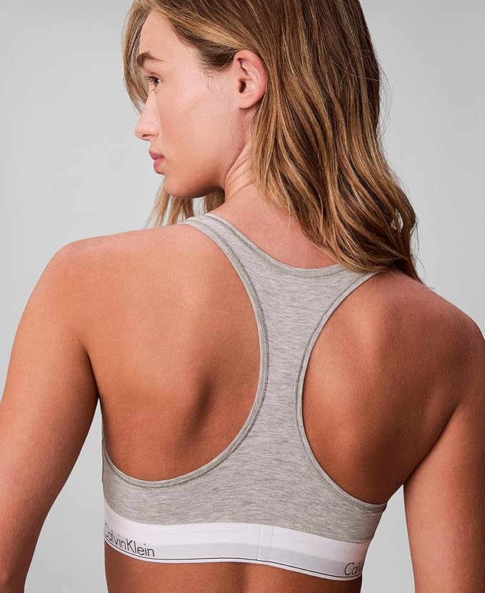 NWD CALVIN KLEIN Icon Cotton Modal Unlined Bralette GREY HEATHER L