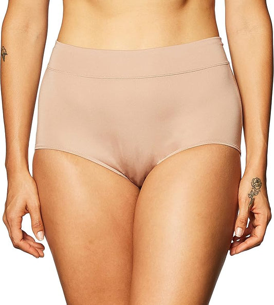 WARNER'S No Pinching No Problems Hi Cut Brief Panty TOASTED ALMOND M