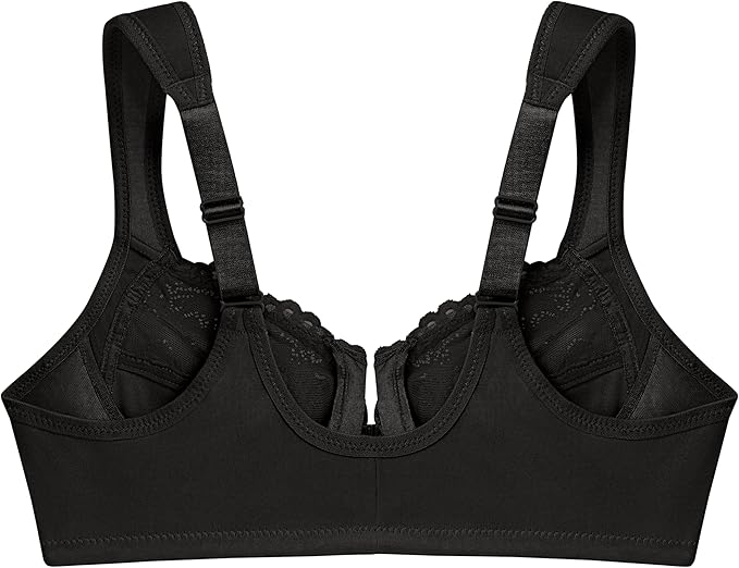 GLAMORISE Plus Size Wonderwire Front-Closure Bra Underwire BLACK 50C