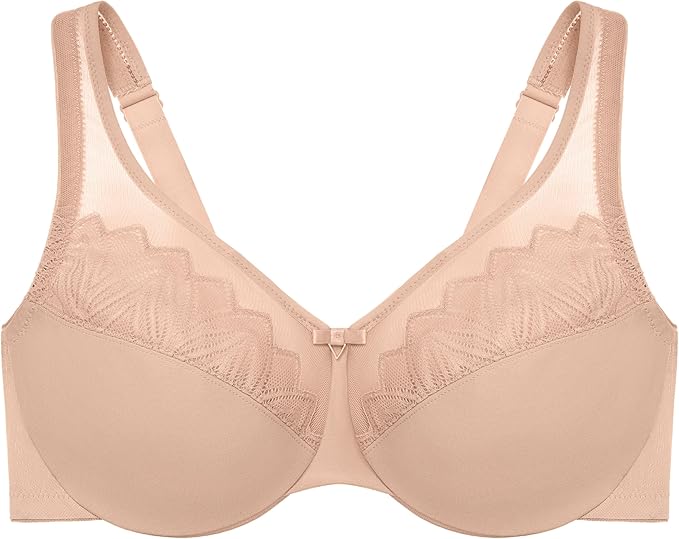GLAMORISE Plus Size Wonderwire Minimizer Bra Underwire CAFÉ 46D