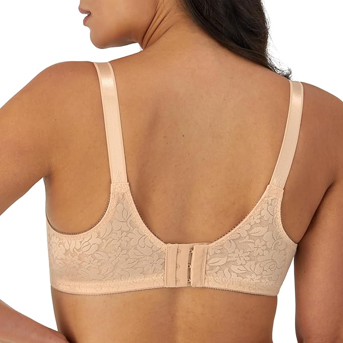 BALI Double Support Wireless Lace Bra with Stay-in-Place Straps BEIGE 40C