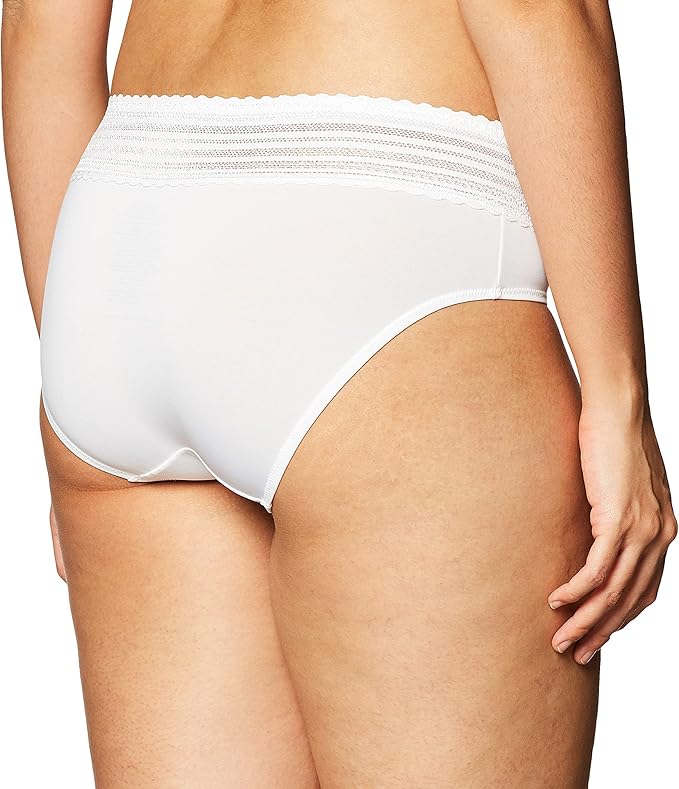 WARNER'S Dig-free Comfort Waist With Lace Microfiber Hipster WHITE L