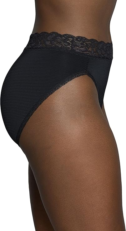 VANITY FAIR Flattering Lace Panties MIDNIGHT BLACK L