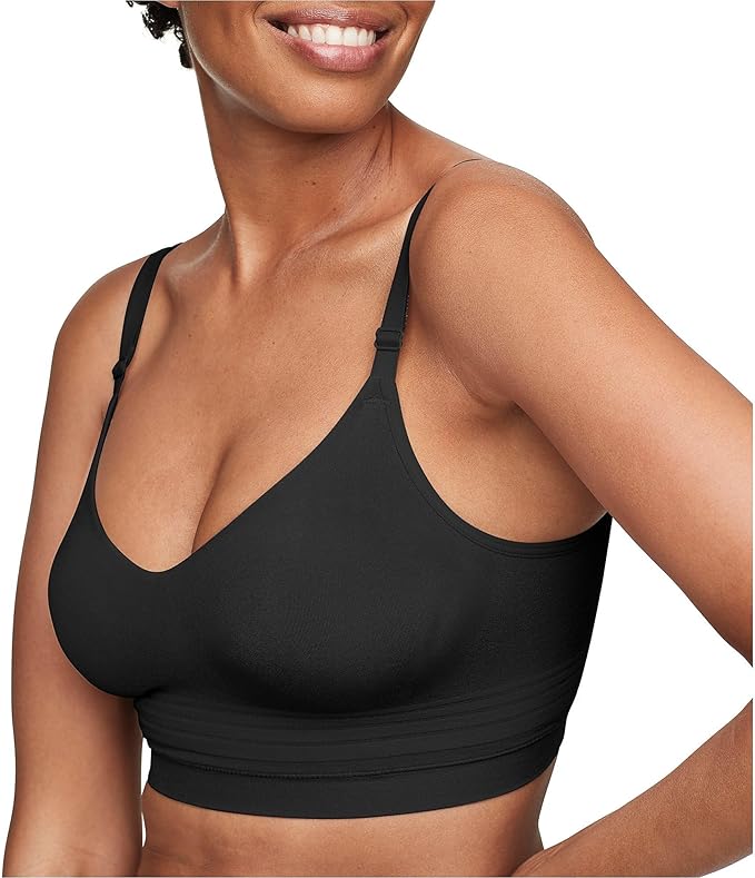 WARNER'S Easy Does It Allover Smoothing Seamless Longline Bra BLACK S
