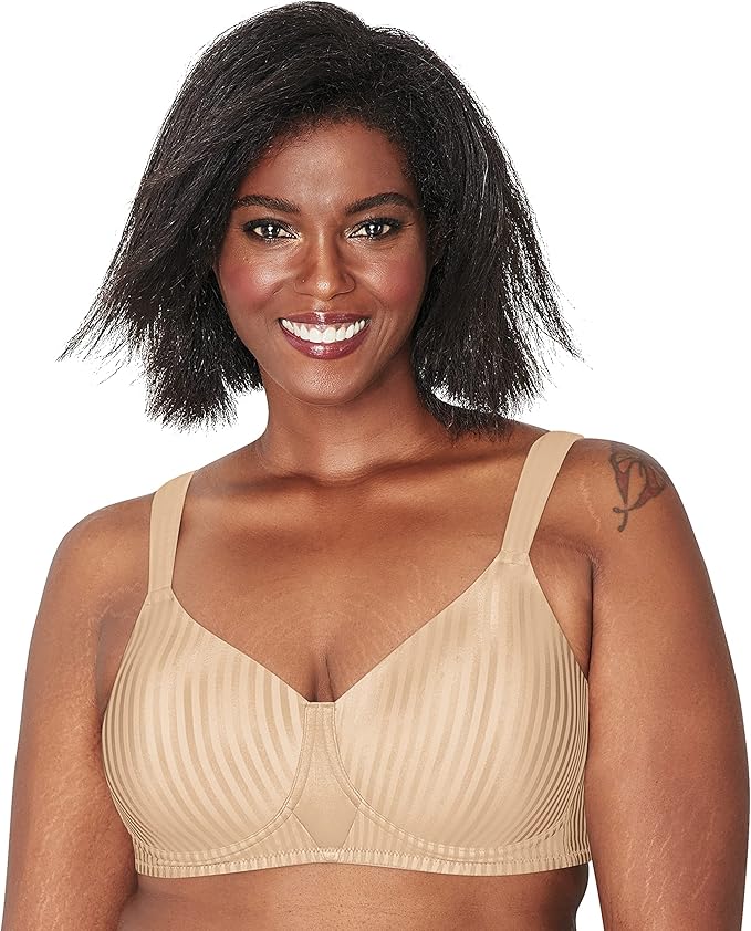 PLAYTEX Perfectly Smooth Wireless Full-coverage T-shirt Bra NUDE STRIPE 38D