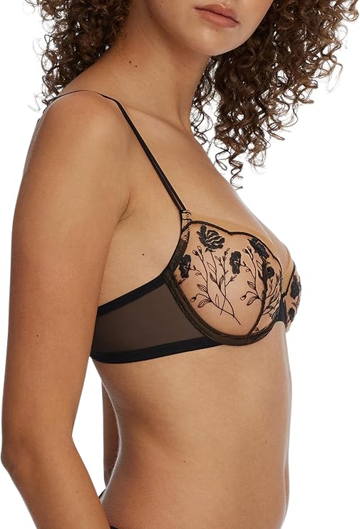 SKARLETT BLUE Blue Women's Enamoured Balconette Underwire Bra BLACK 34D