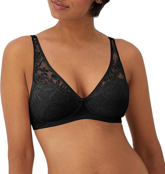 BALI T-Shirt Bra Breathable Wireless Bra Full-Coverage Convertible Bra BLACK XL