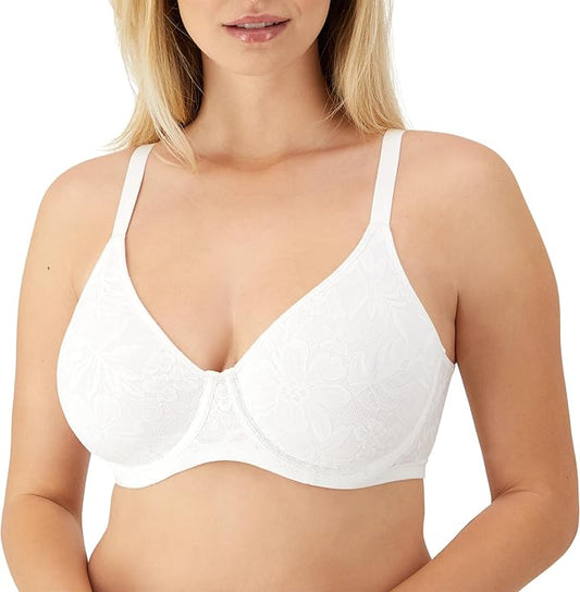BALI Lace Underwire Bra, Breathe Cotton Modal Lace Bras WHITE 34DD