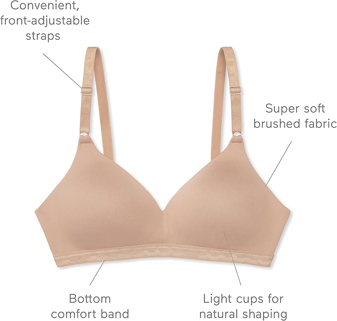 WARNER'S Cloud 9 Super Soft Wireless Lined Comfort Bra TOASTED ALMOND 38B