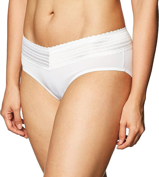WARNER'S Dig-free Comfort Waist With Lace Microfiber Hipster WHITE L