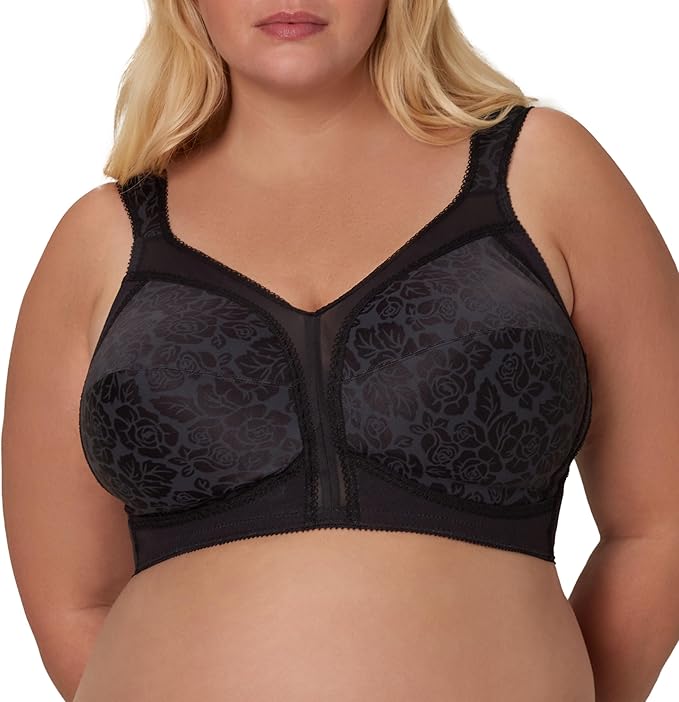PLAYTEX Wireless Bra, 18 Hour Plus-Size Bras Available, Full Coverage BLACK 38C