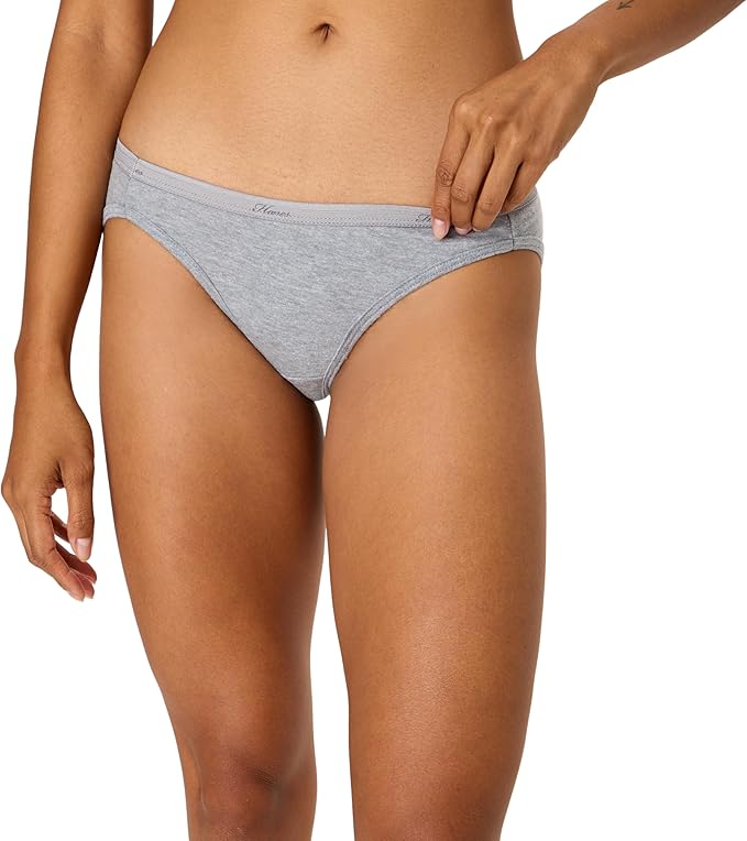 HANES Bikini Panties Pack, Soft Cotton Underwear ASSORTED S