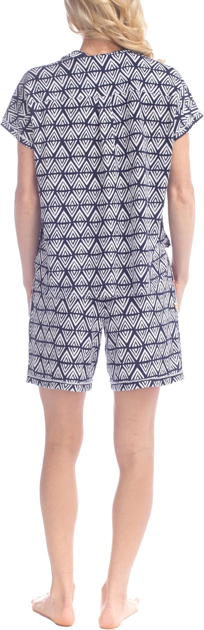 OCEAN PACIFIC Summer Lovin Pajama Set Button Down Shirt Sleep Shorts BLUE GEO XL