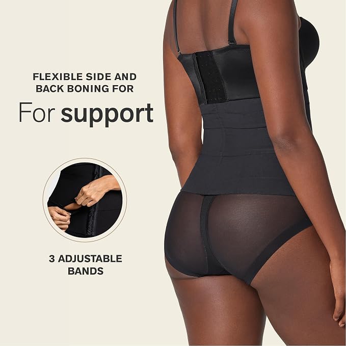 LEONISA Seamless Colombian Compression Waist Cincher BLACK M