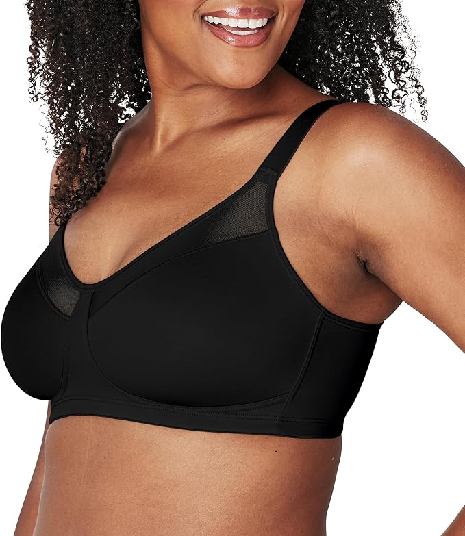 PLAYTEX 18 Hour Minimizer Smoothing Full-Coverage Wireless T-Shirt BLACK 36D