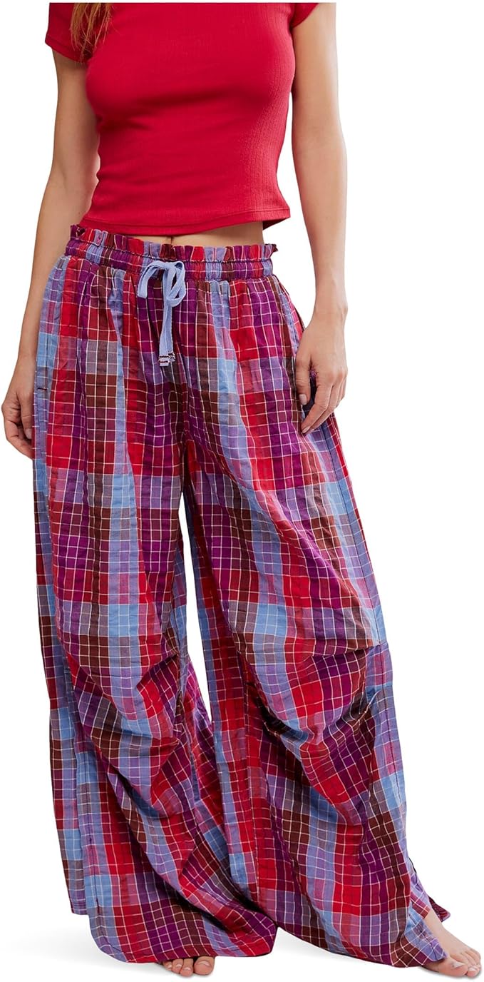 FREE PEOPLE Find The Time Lounge Pant MAROON COMBO M