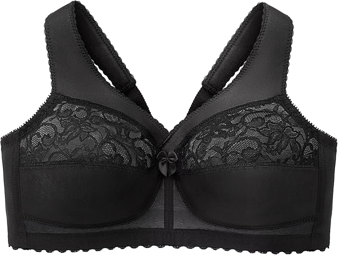 GLAMORISE Full Figure Plus Size Wirefree Support Bra BLACK 38DD