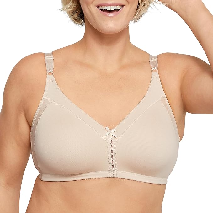 BALI Double Support Wireless Bra Full-Coverage Cotton T-Shirt TAUPE 38D