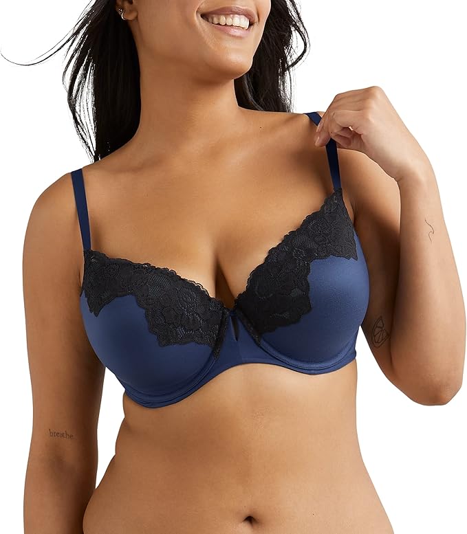 MAIDENFORM Push-Up Bra with Microfiber NAVY ECLIPSE 38D