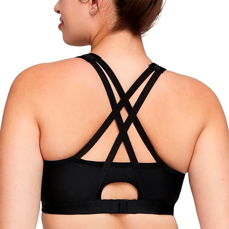 NWD GLAMORISE Women's Plus Size Zip Up Front-Close Sports Bra Wirefree BLACK 44C