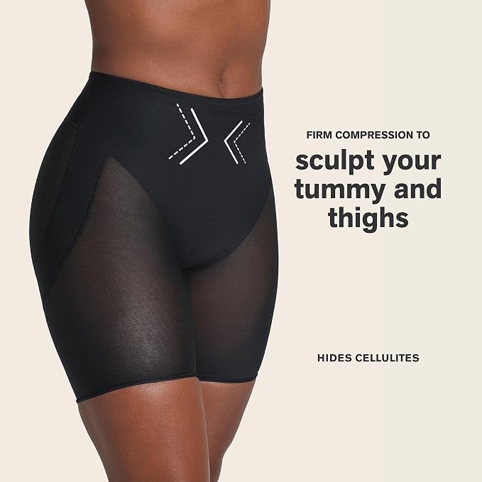 LEONISA Firm Compression Butt Lifter Shaper Shorts BLACK L