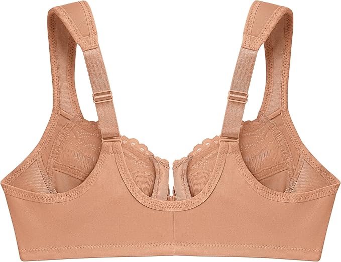 GLAMORISE Plus Size Wonderwire Front-Closure Bra Underwire CAPUCCINO 38DD