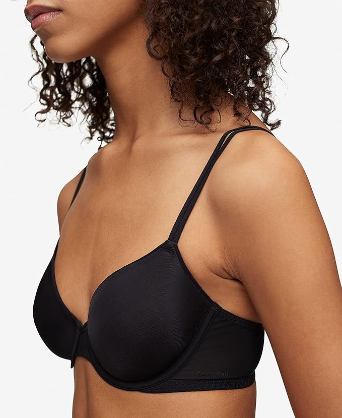 CALVIN KLEIN Sheer Marquisette Lightly Lined Demi Bra BLACK 34A
