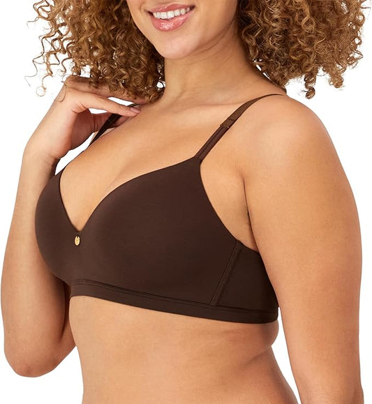 MAIDENFORM Wireless Bra, Everyday Luxe T-Shirt BROWN 34B